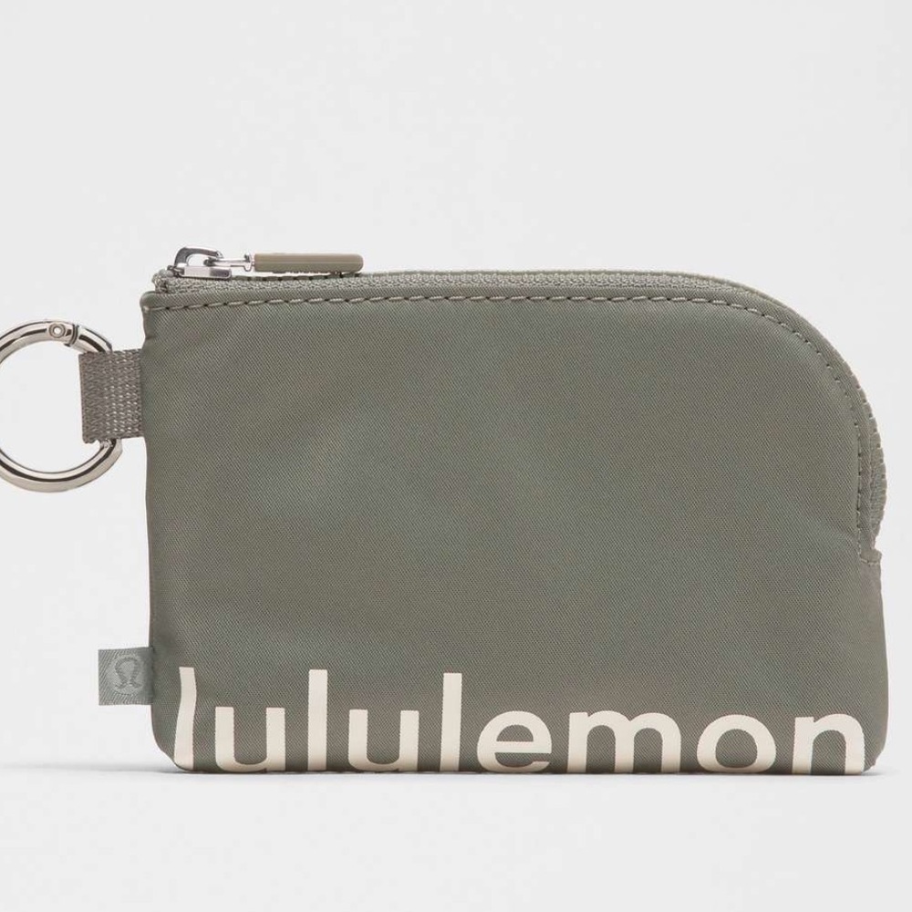 Lululemon Clippable Card Pouch Grey Sage Green Light Ivory NWT